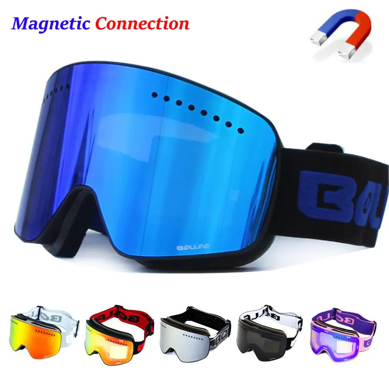 Magnetic Double Layer Polarized Lens Ski Goggles Skiing Anti-fog UV400 Snowboard Goggles Men Women Ski Glasses Eyewear 241204