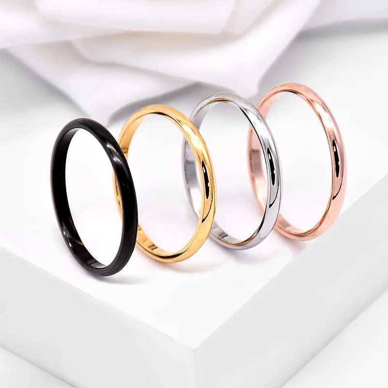 Girls use 2mm wide stainless steel ring gold/silver wedding tail ring thin and simple compact style W241205