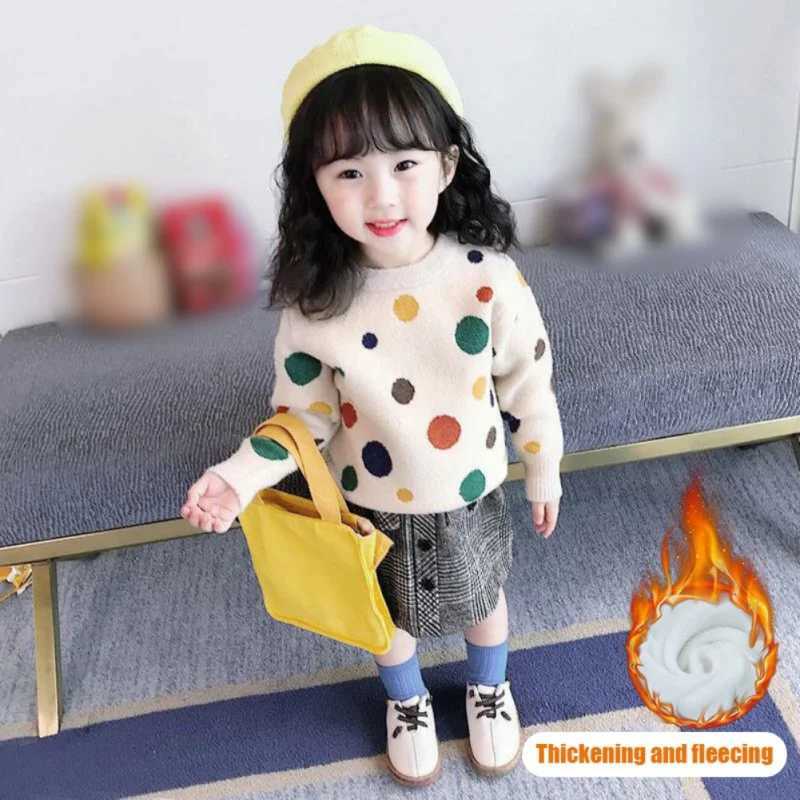 Girls thick sweaters autumn and winter childrens wool baby sports shirts 1-8 year clothing tops childrens knitted pullover sweaters W241205