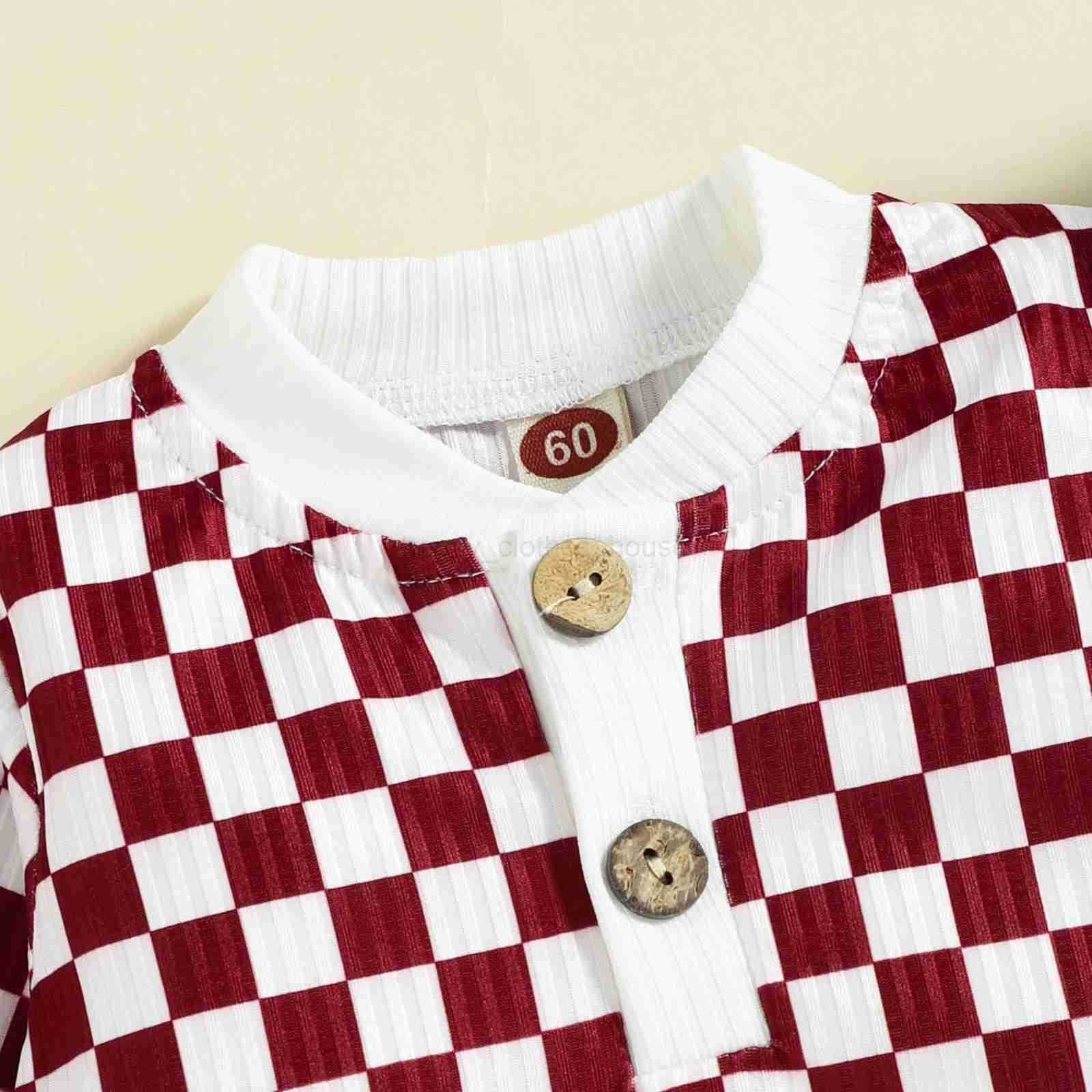 2PCS Autumn Boys And Babies Aged 0-2 Years Old Casual Fashionable Checkerboard Long-Sleeved Top + Solid Color Pants SetXJ241205