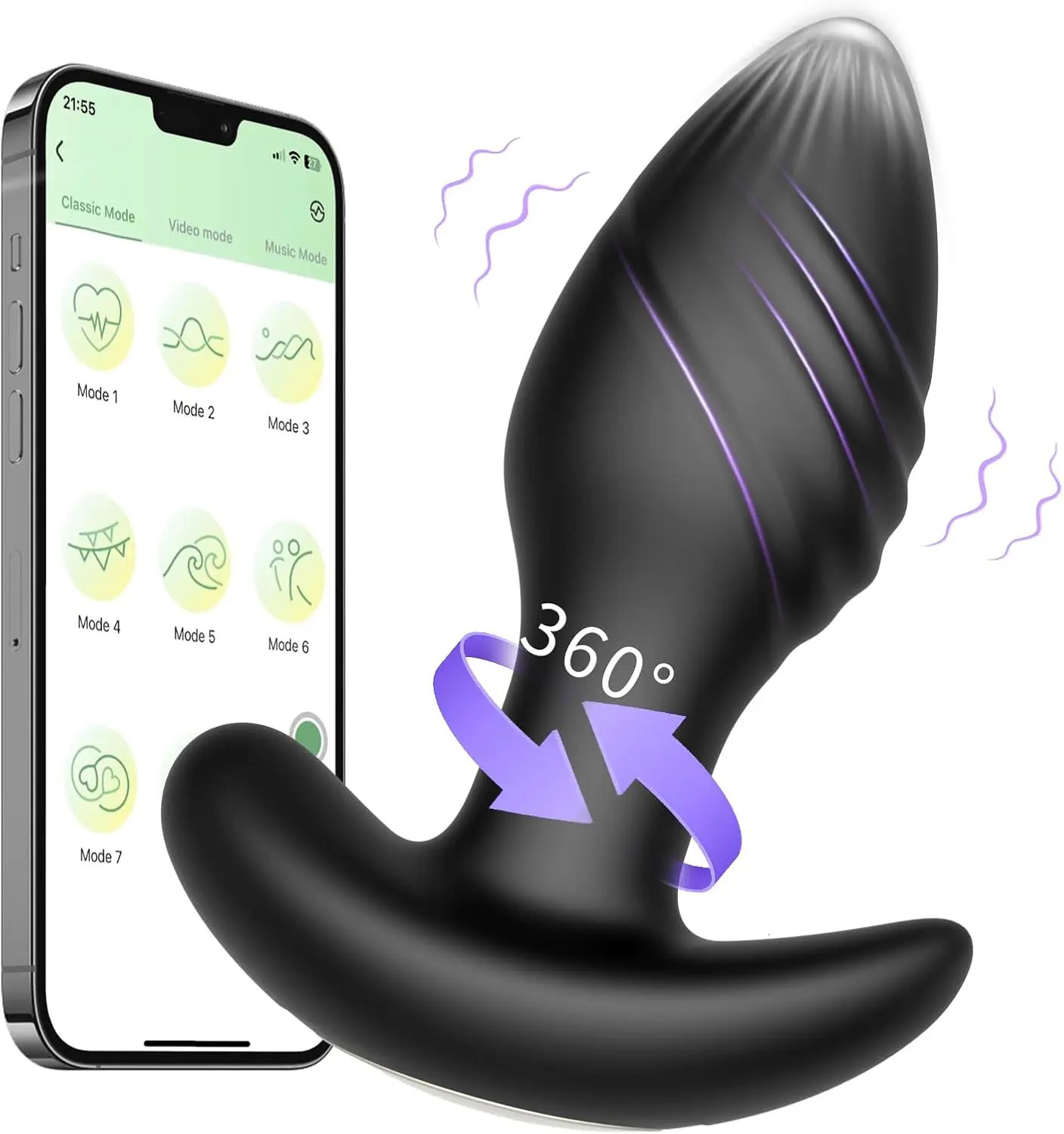 APP Control Anal Vibrator for Men Prostate Massager Wireless Bluetooth Rotation Butt Plugs Vibrating Sex Toys for Women Male Gay 241205