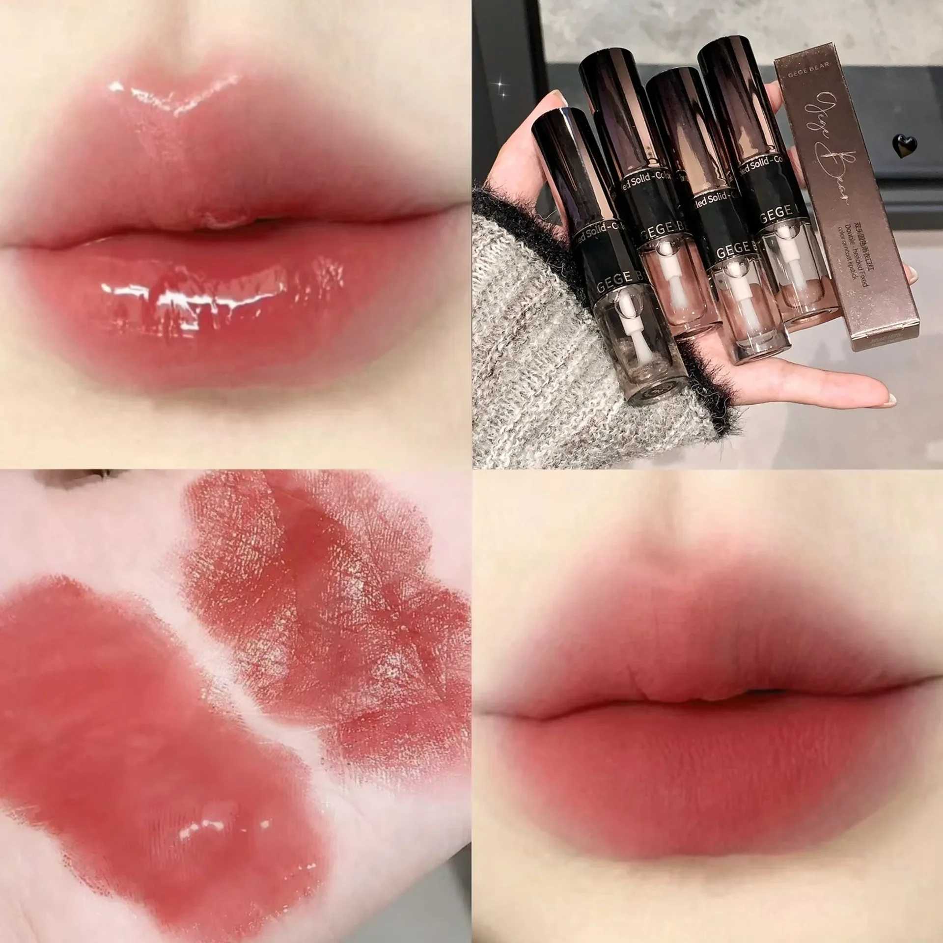Double Head Matte Lipstick Tint Velvet Lip Gloss Sexy Red Waterproof Transparent Lip Oil Lasting Color Korean Makeup CosmeticsXJ241205