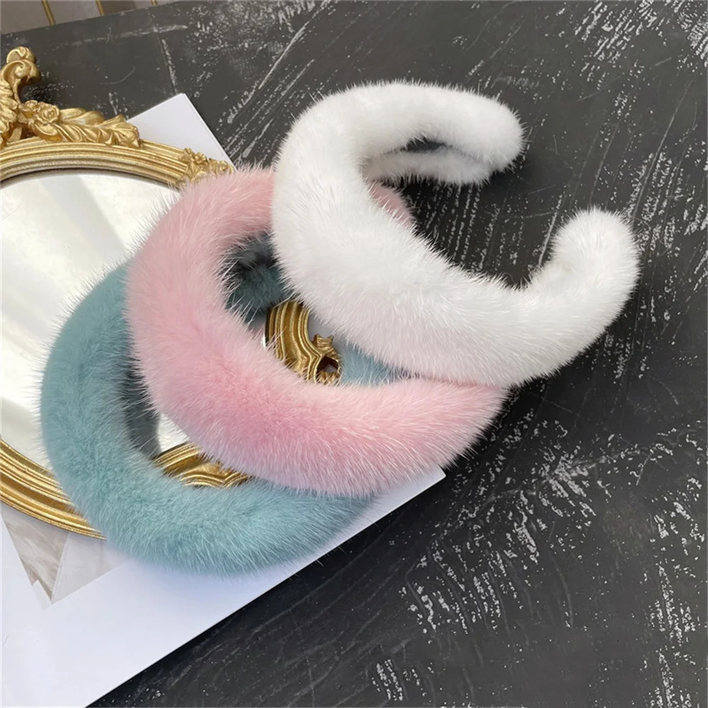 Selling Fashion Hair Circle Womens Winter 100% Genuine Mink Headband High Quality Genuine Fur Band Womens Fur Gift 241205