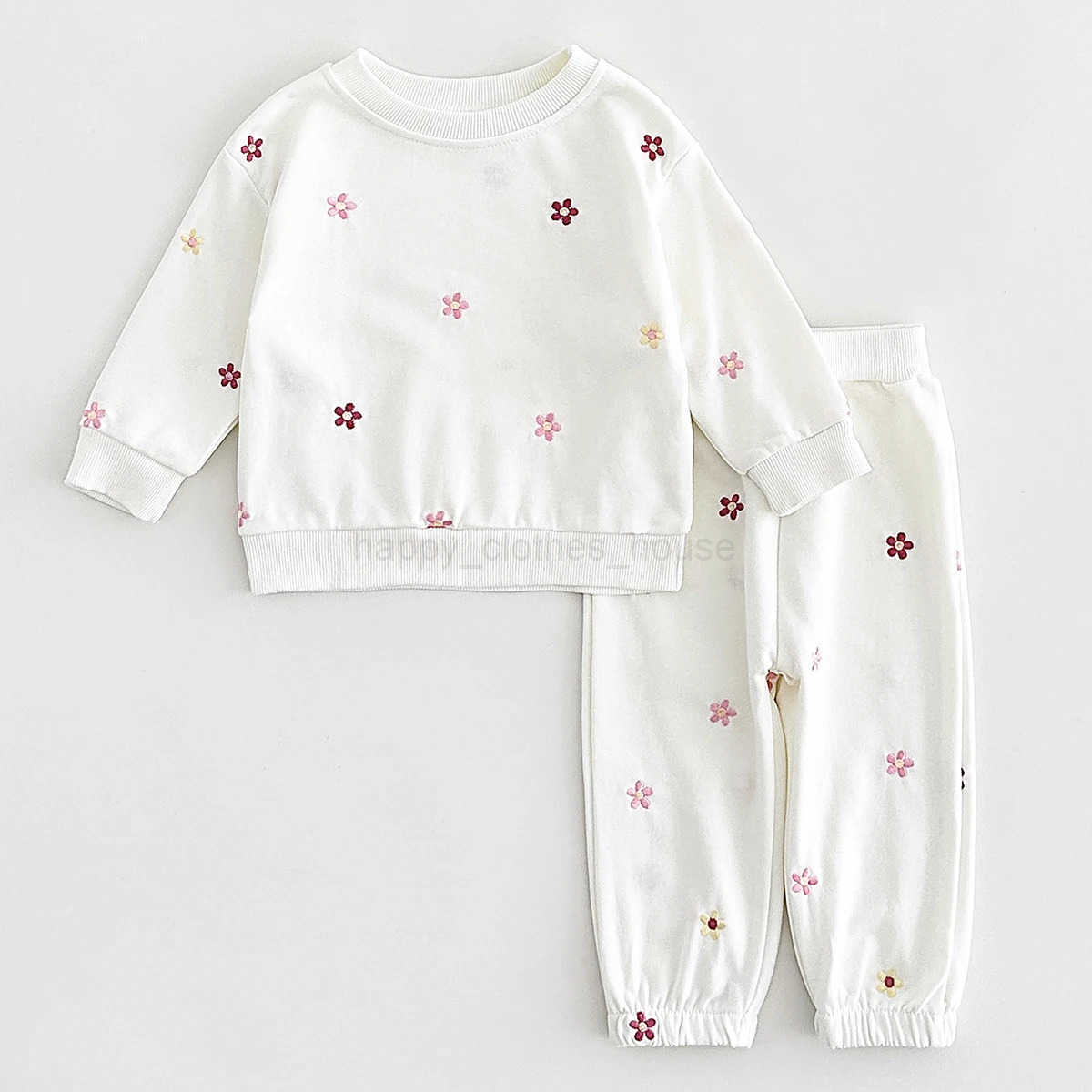2024 Winter Baby Clothes Set Warm Pure Cotton Warm Fall Basic Clothes Flower Embroidery Split Two-Piece Set Baby Girls HomewearXJ241205