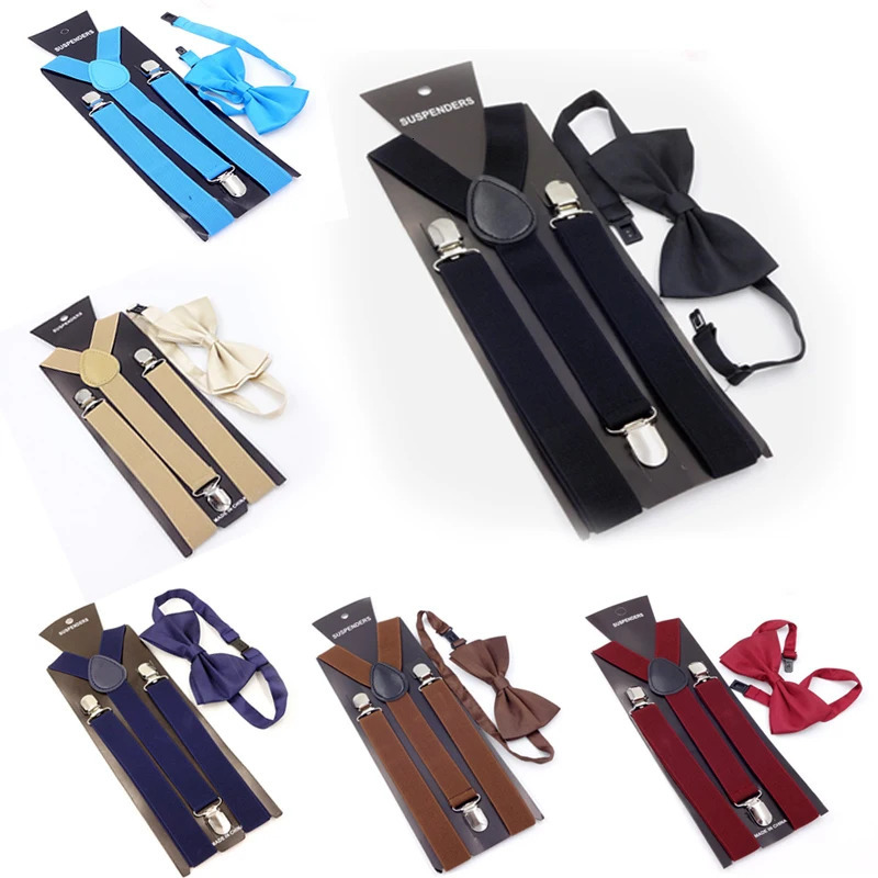 Suspenders with Bowtie Fashion Men Bow Tie Set Mens Braces Adjustable Pants Wedding Ties Accessories 241122