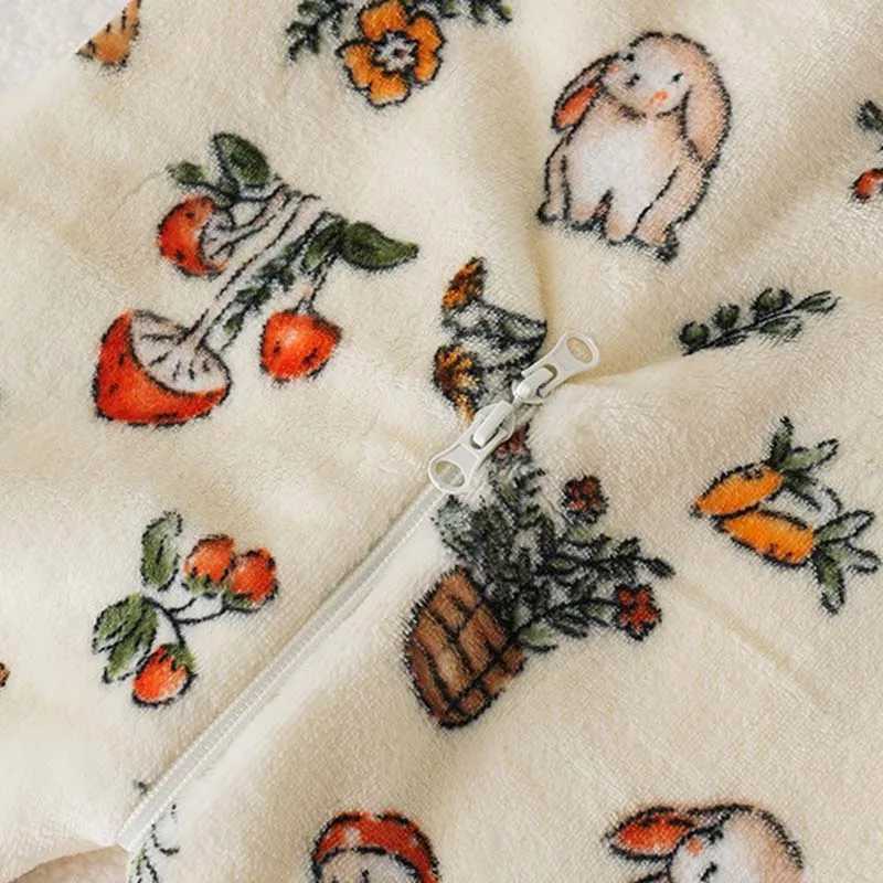 Pajamas kids winter plush pajamas children pandas bear sleepwear keep warm kigurumi for boys girls flannel Fleece sleeper bag costume H241205