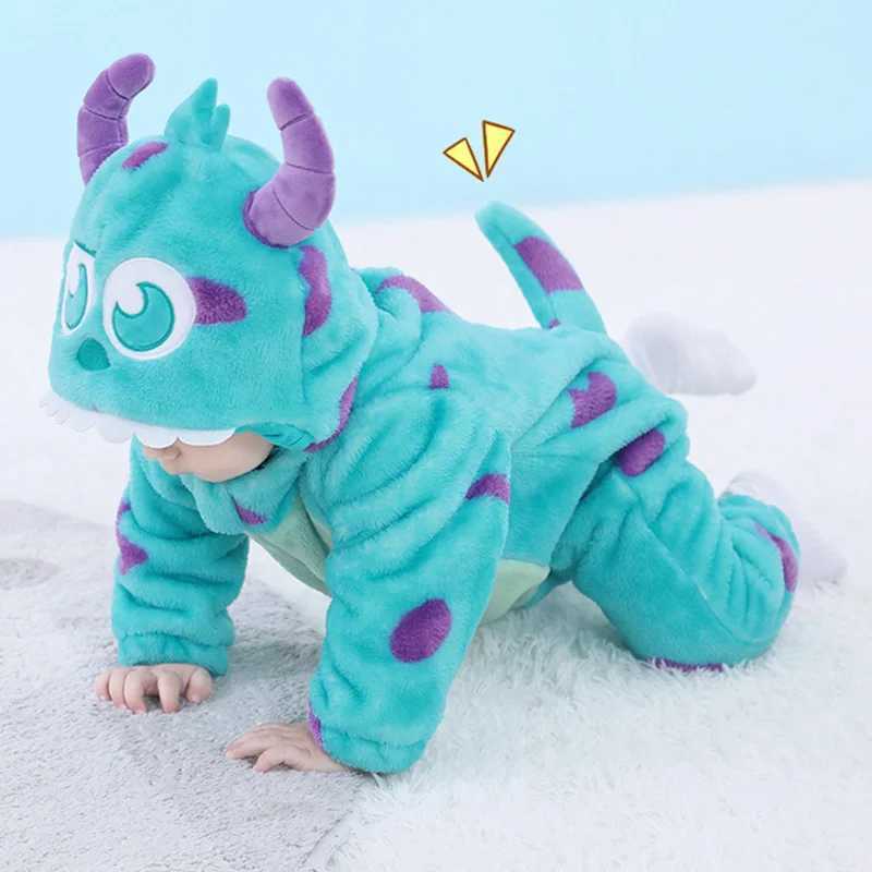 Pajamas 0-3Y Babies Romper Cute Animal Onesie Sully Oufit Baby Boy Girl Soft Warm Kigurumis Winter Sleepwear Halloween Funny Suit H241205