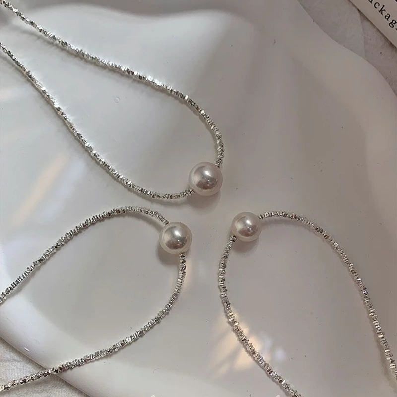 Explosive Sparkling Silver Pearl Necklace S925 Pure Silver Natural Fresh Water Bright White Edison Necklace Girls Gift 241205