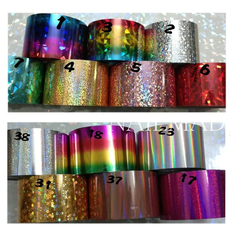 1 roll of 120m * 4cm holographic nail foil holographic gold laser silver nail art transfer sticker decal nail decoration 241205