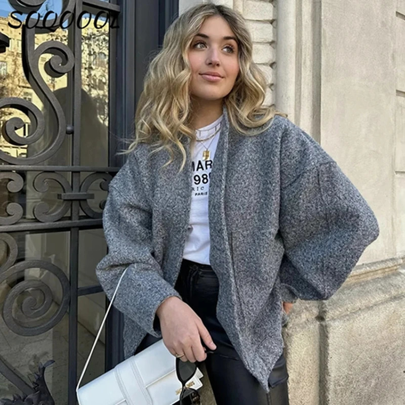 Women Y2K Loose Bomber Jackets Autumn Winter Casual Terry Pockets Long Sleeve Tops Fashion Streetwear Chic Female Baseball Coat 241205