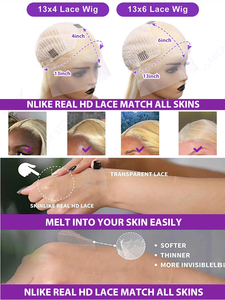 30 40 Inch 13X6 Straight Blonde 613 Hd Frontal 13X4 Transparent Human Hair Wigs Glueless 5X5 Lace Front Colored Wig