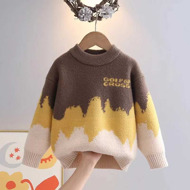 Boys Sweaters Autumn/Winter 2024 New Big Boys Thick Babies Foreign Sled Knitted Childrens Sweaters W241205