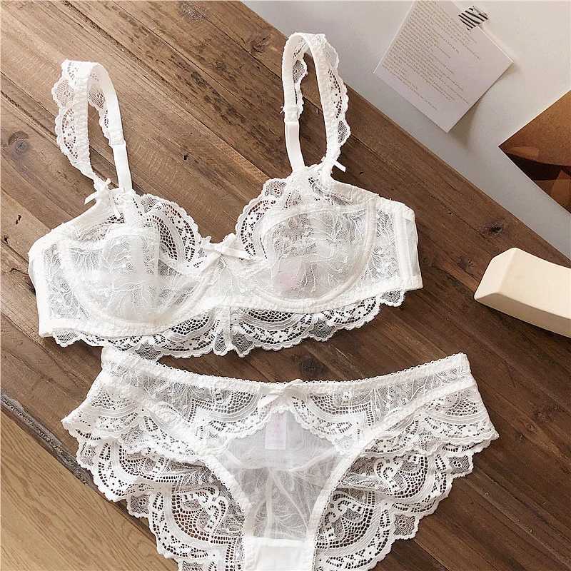 Womens Ultrafine Sexy Lace Underwear Set Transparent Bra Perspective Lightweight Luxury Breathable Underwear SetXJ241205