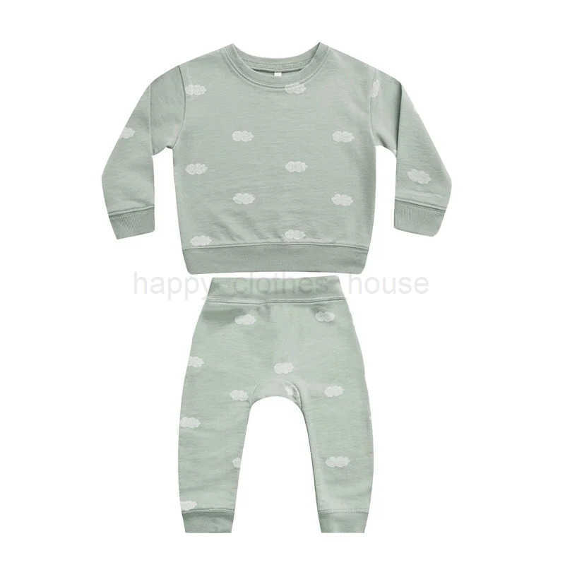 Fashion Print Baby Sets Soft Cotton Long Sleeve Tops + Pant Baby Girls Boys Sweatshirt SuitXJ241205