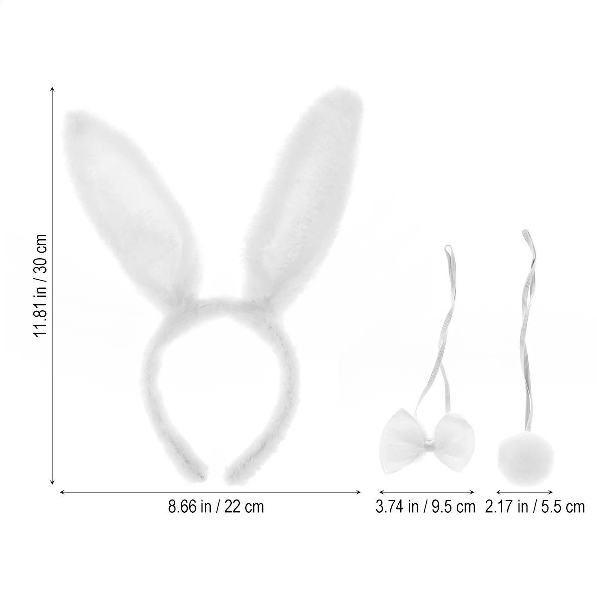 3pcs Cute Rabbit Bunny Ears Headband Bow Ties Tail Set Head Hoop Headwear Party Cosplay Costume Hair Accessories 241122