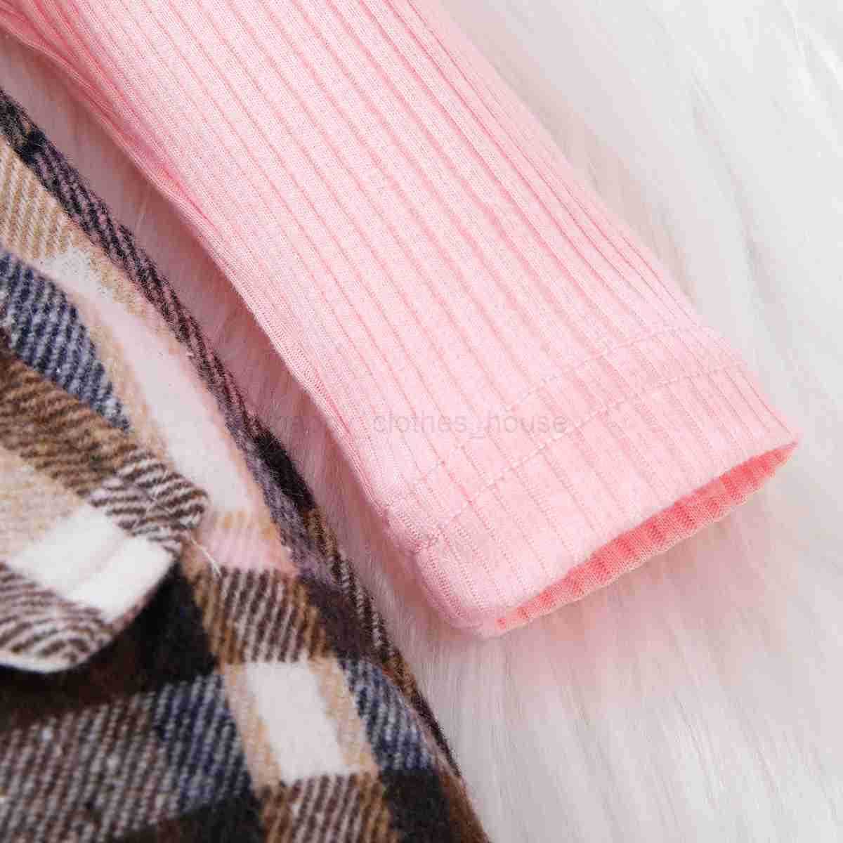 New Spring and Autumn Cute Girl Pink Long sleeved Top Casual Sling Dress Infant and Child Clothing SetXJ241205