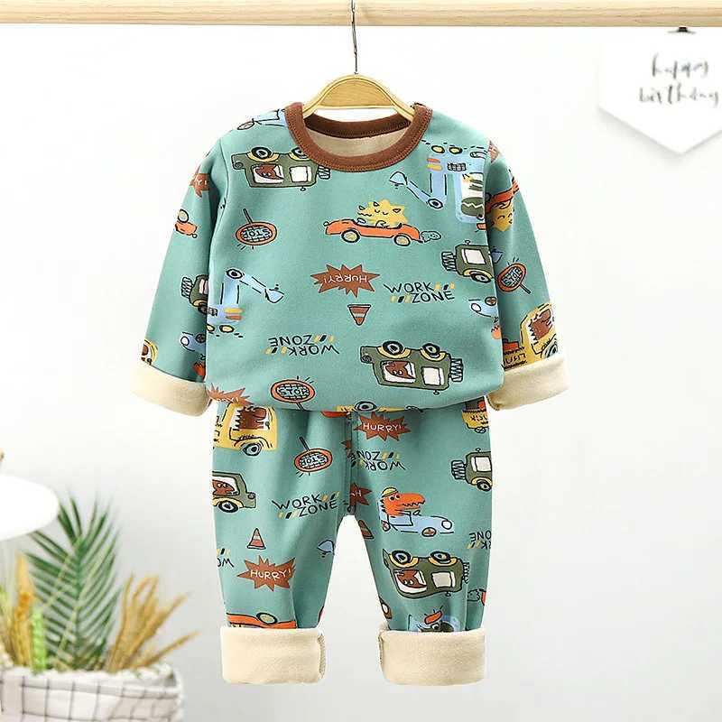 Pajamas Children Padded Underwear Sets Autumn and Winter New Long-Sleeved Autumn Clothes and Trousers Warm Boys and Girls Home Clothing H241205