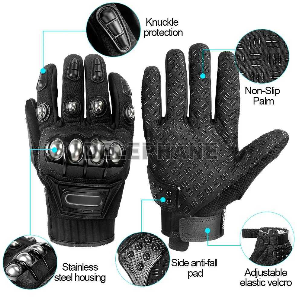 Alloy Steel Finger Joint Motorcycle Gloves Womens Sports Bicycle Riding Racing Shooting Tactics Color Bullet Gloves Black W241204