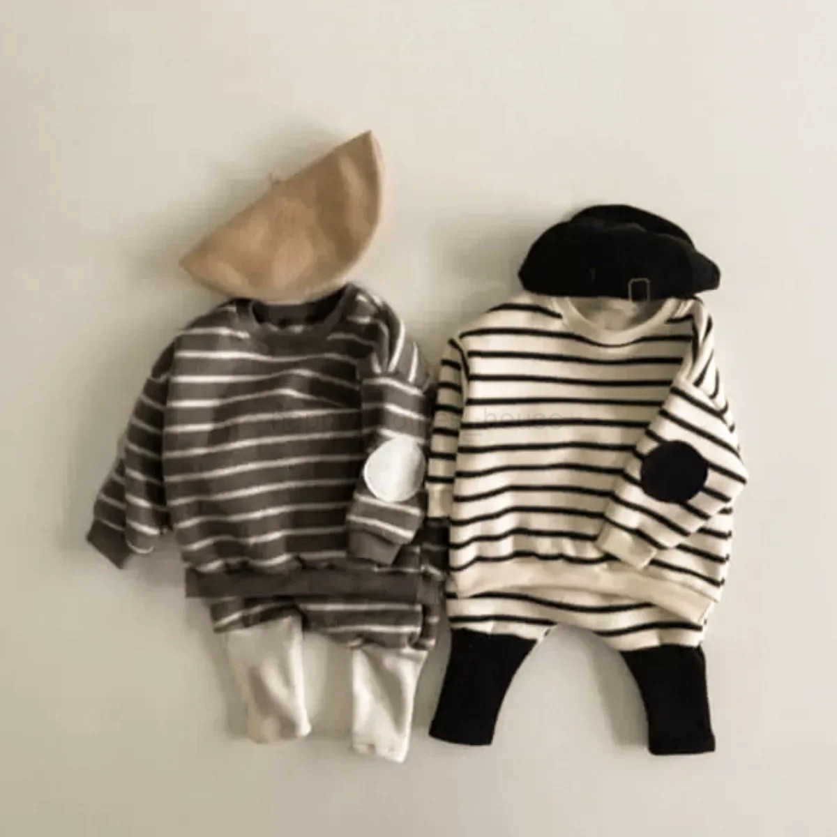 8493 Baby Clothing Set 2024 Spring New Boys Suit Striped Sweatershirt+Pant Casual 0-3Year Girls Two Piece SuitXJ241205