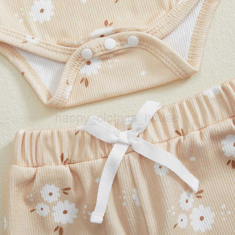 Baby Spring Autumn Clothing Sets Toddler Infant Girls Clothes Long Sleeve Flower Print Romper + Pants + Headband OutfitsXJ241205