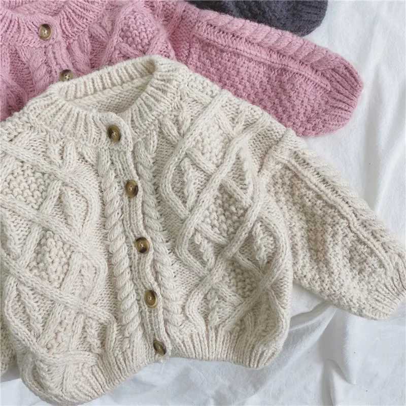 2024 boys and girls autumn sweater baby winter knitted cardigan top Korean sled twisted childrens clothing W241205