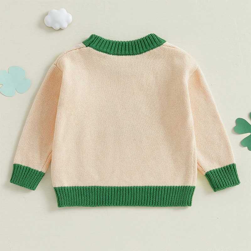 Baby St. Patricks Day skydiving green clover design warm crew neck sweater puller suitable for baby boys or girls W241205