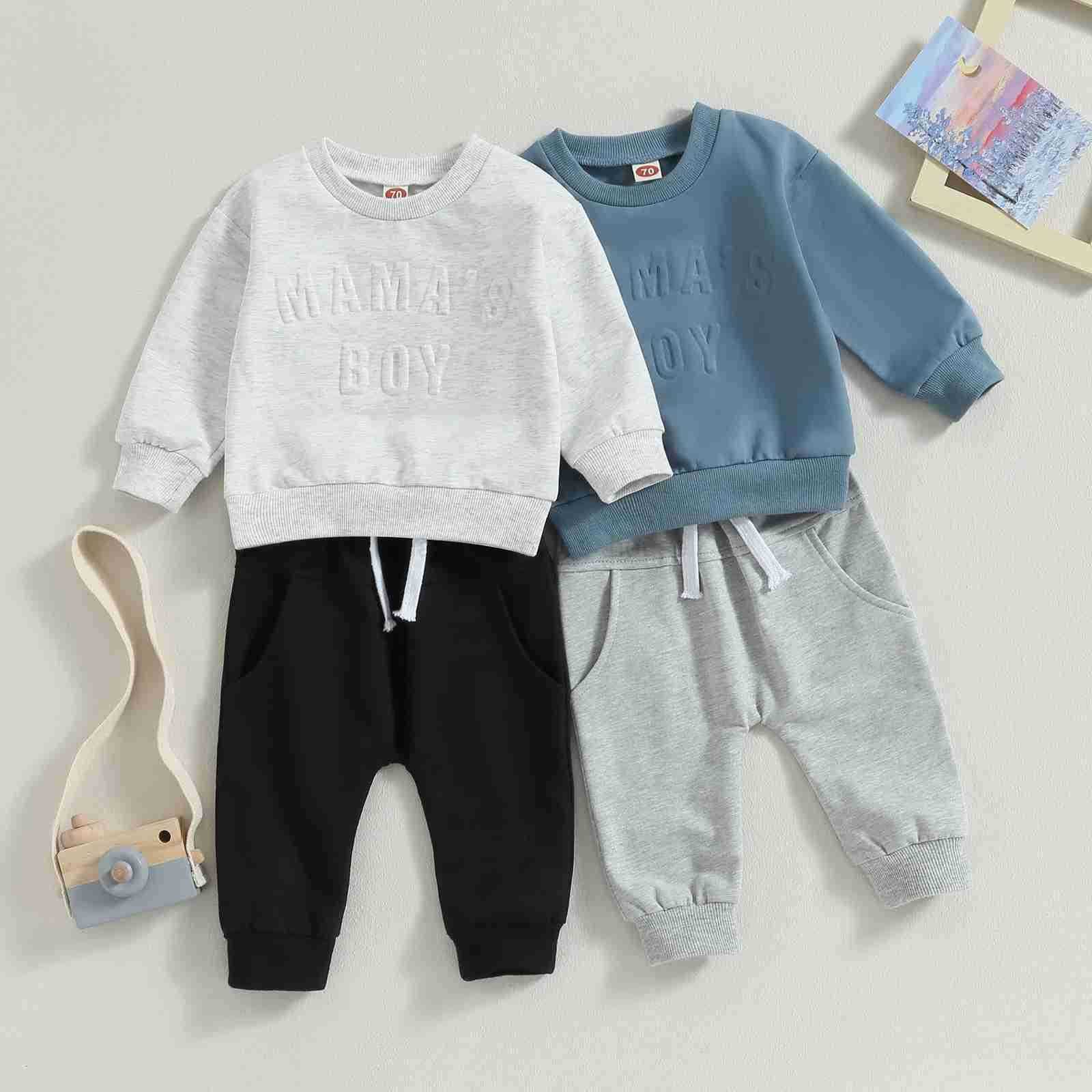 Baby Boy Winter Clothes Mama s Boy Letter Print Sweatshirt Jogger Pants Set Little Boy Fall Outfits 2T - Cute and Cozy ToddlerXJ241205