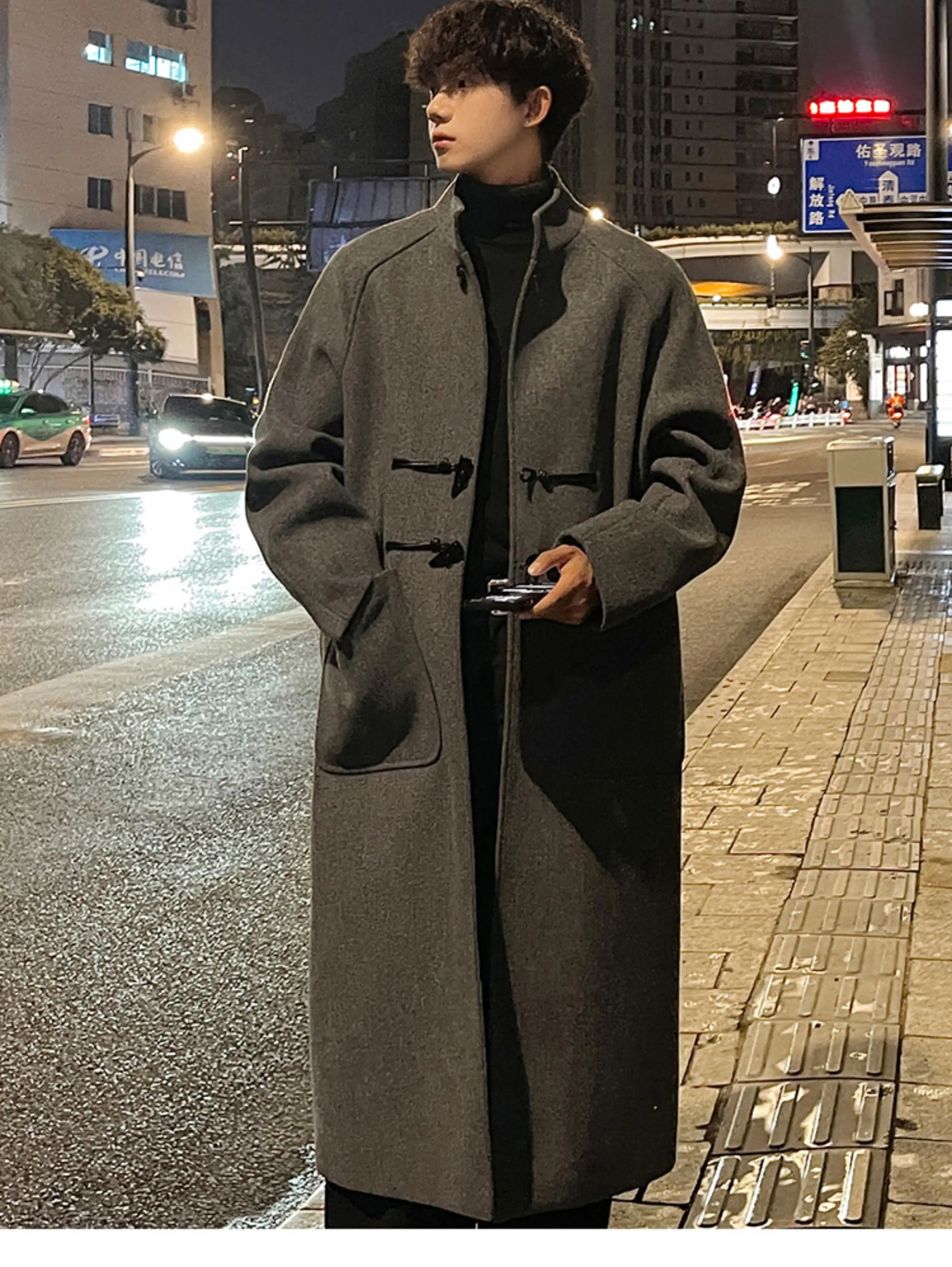 Winter Mens Two piece Long Coat Fashion Big Collar Mens Coat Business Casual Street Clothing Windproof Cover 241204