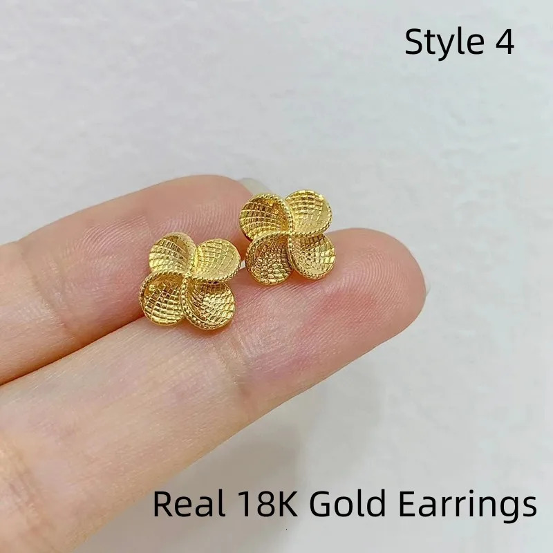 YUNLI Real 18K gold clover stud earrings pure AU750 heart-shaped earrings womens exquisite jewelry gifts 241205