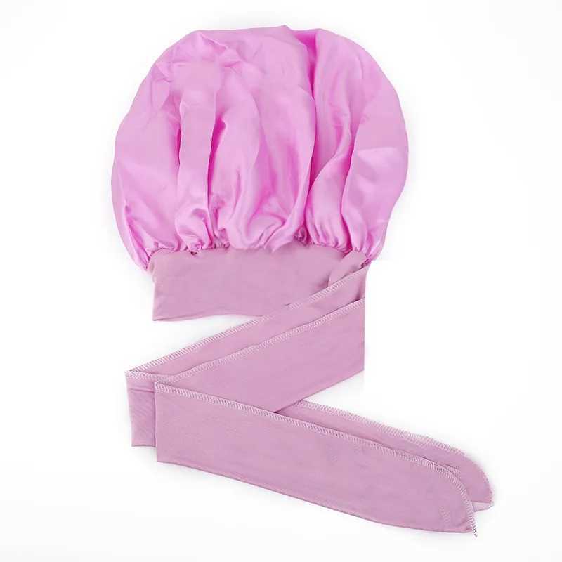 Satin Bonnets Night Sleeping C Large Elastic Wide Soft Band Colorful Silk Hat for Curly Hair Care Beauty Makeup for WomenXJ241205
