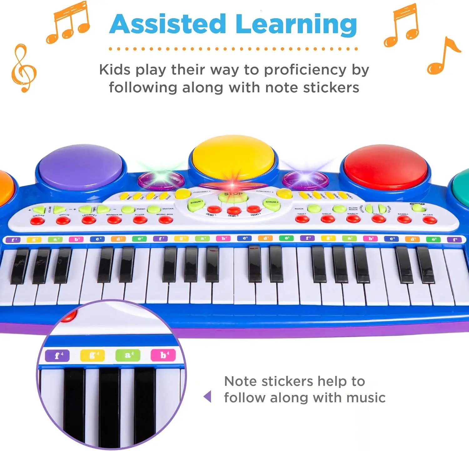 Choice Products 37-Key Kids Electronic Musical Instrument Piano Learning Toy Keyboard w/Multiple Sounds Lights Microphone 241204
