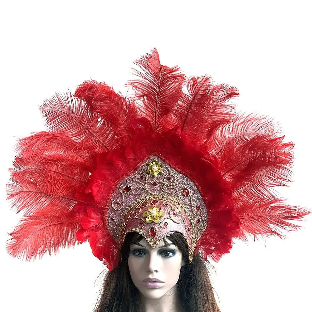 Fashion Feather Headdress Sequins Handmade Hair Band Crown Accessories Halloween Carnival Party Supplies 241122