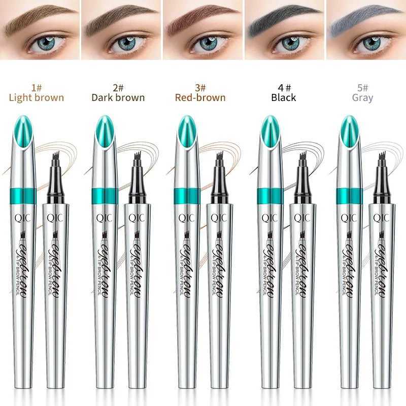 QIC Four Jaw Ultra fine Liquid Eyebrow Tattoo Pencil Waterproof and Sweatproof Deep Brown Liquid Eyebrow Pen Makeup and Cosmetics W241205