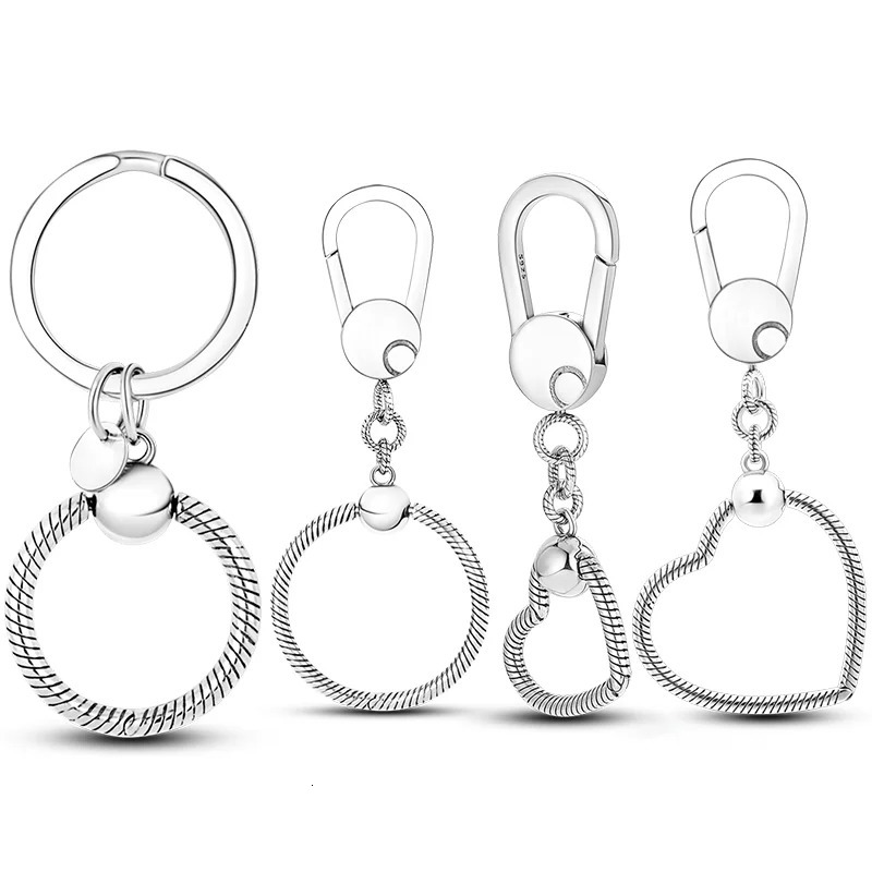 Dangle Charm 925 Sterling Silver Moment Key Ring Small Bag Holder Fit Original For Women DIY Jewelry 241122