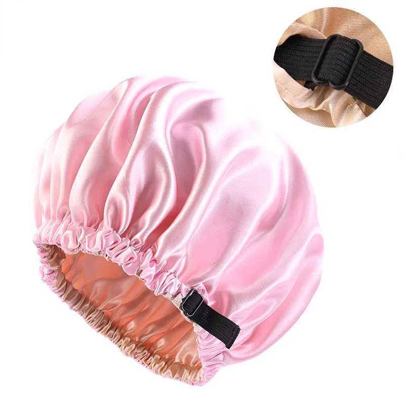 New Satin Hair C for Sleeping Invisible Flat Imitation Silk Round Haircare Women Heaear Ceremony Adjusting Button Night HatXJ241205