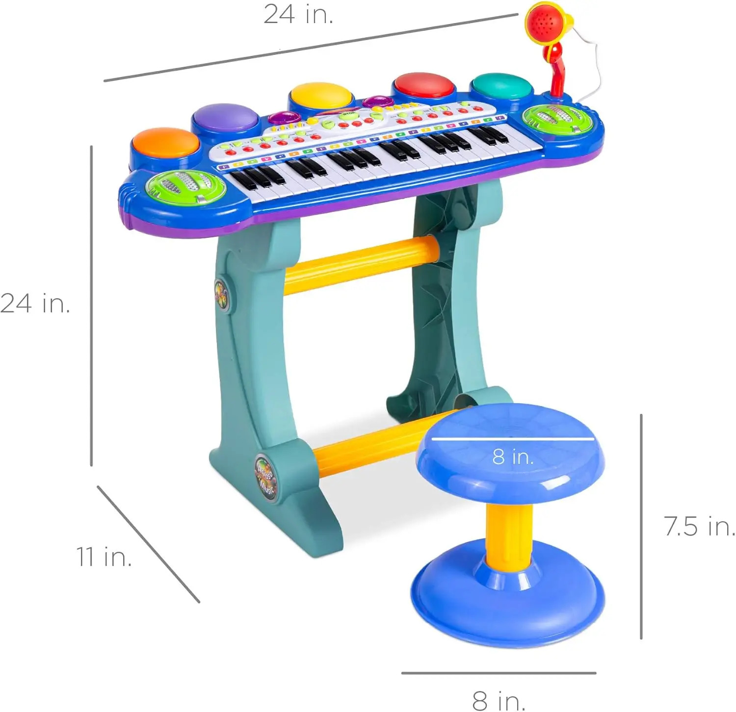 Choice Products 37-Key Kids Electronic Musical Instrument Piano Learning Toy Keyboard w/Multiple Sounds Lights Microphone 241204