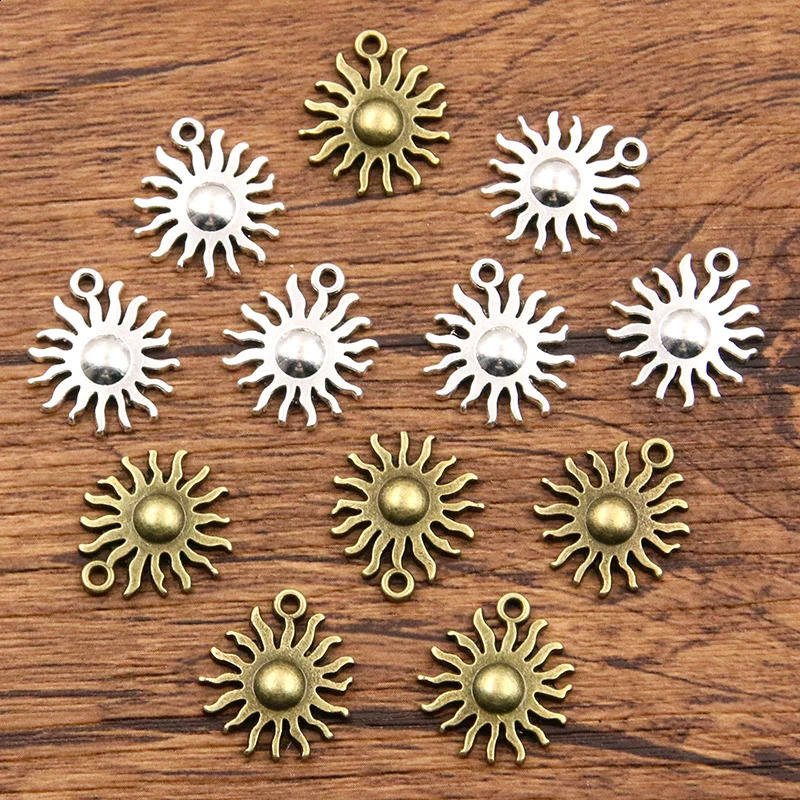 30Pcs 1517mm 2 Color Wholesale Small Sun Charms Nature Pendants Handmade Decoration Vintage For DIY Jewelry Making Findings 241122