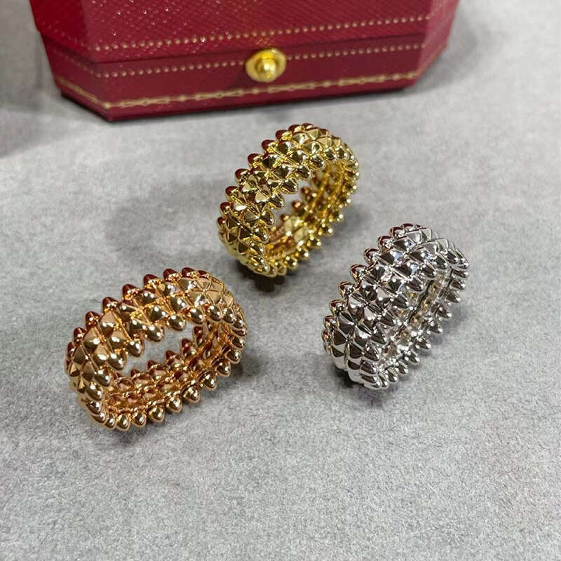 S Sier With Rose Gold Wide Rivet Ring Men Women's Classic Design Temperament Fashion Brand Party Jewelry