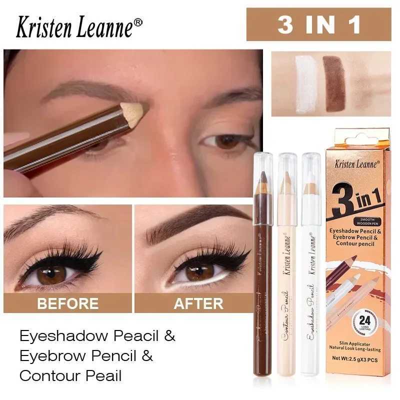 3-piece box eyebrow pencil eye shadow contour set waterproof and durable Korean cosmetics W241205