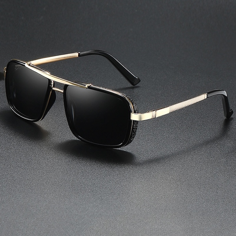 Pilot Polarized Sunglasses Men Polaroid Stainless Steel Metal Italian Brand Design Oversized Golden Steampunk Driving Fishing Fashion Classic Cool S21