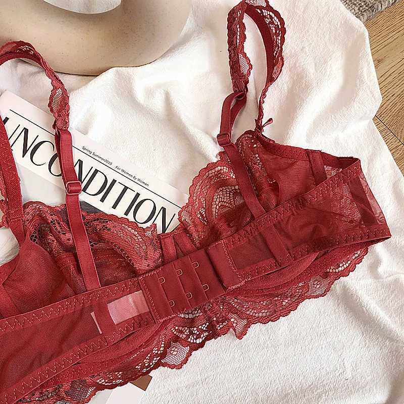 Womens Ultrafine Sexy Lace Underwear Set Transparent Bra Perspective Lightweight Luxury Breathable Underwear SetXJ241205