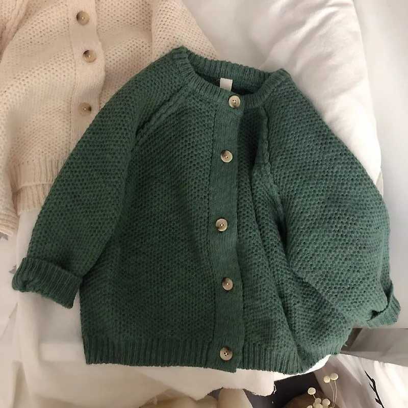 Baby girl boy knitted cardigan button baby sweater jacket knitted solid color spring autumn baby clothing 1-10Y W241205