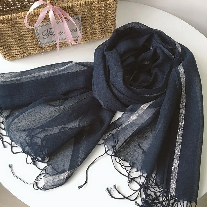 Cotton linen lightweight womens scarf fashion long womens bag solid color Muslim head scarf shawl and bag 241205