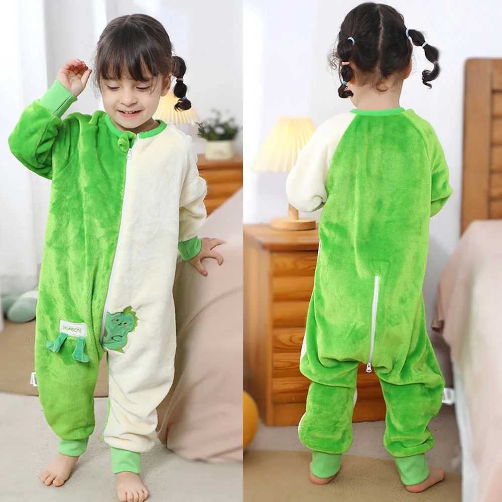 Pajamas Kids Onesie Boys Girls Long Sleeve Flannel Pajamas Children Winter Cartoon Pyjama Baby Sleepwear 1-6 Years Sleeping Bag H241205