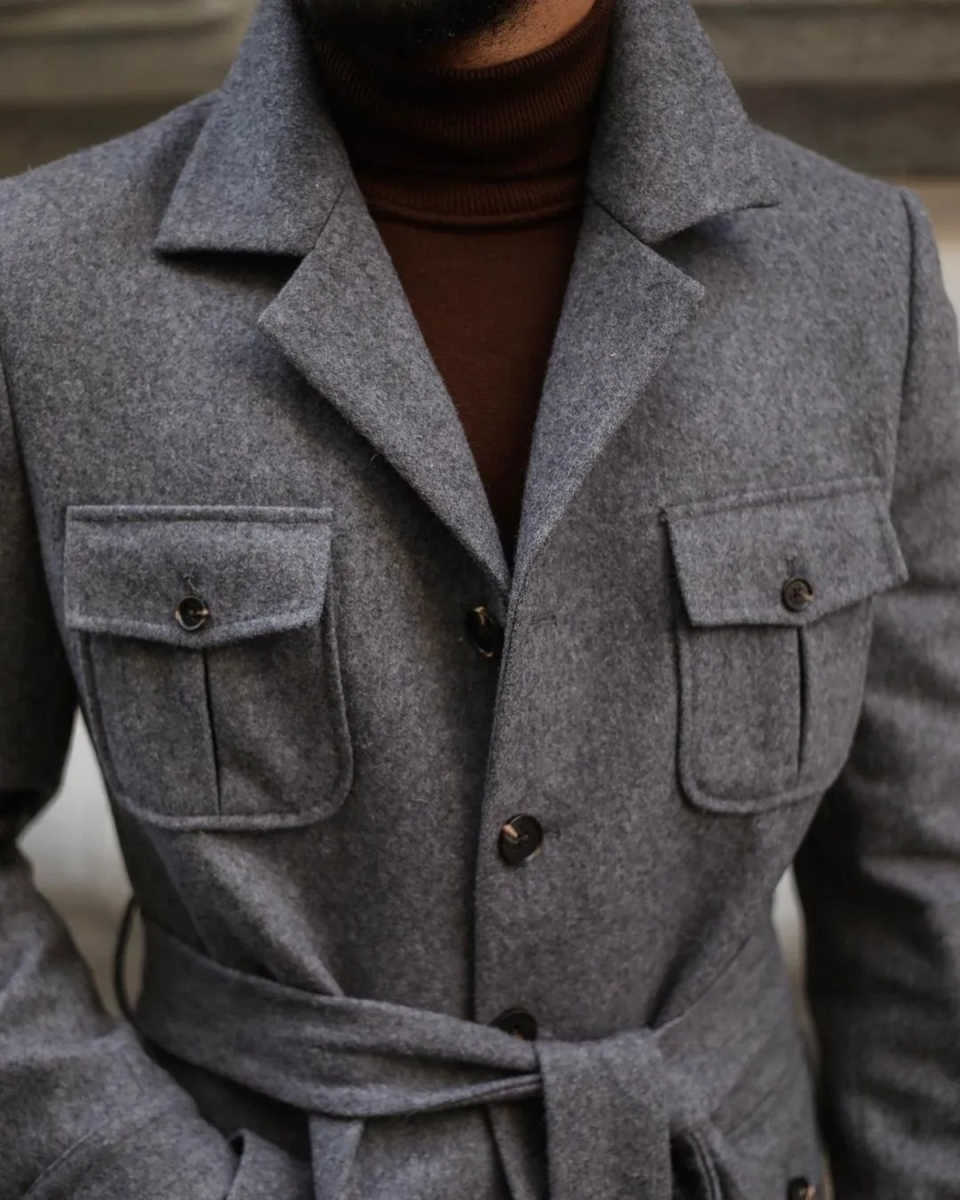 Customized Gray Woolen Mens Tuxedos Slim Fit Notched Lapel Groom Wedding Wear Winter Warm Jacket Pants Suits 2 Pieces