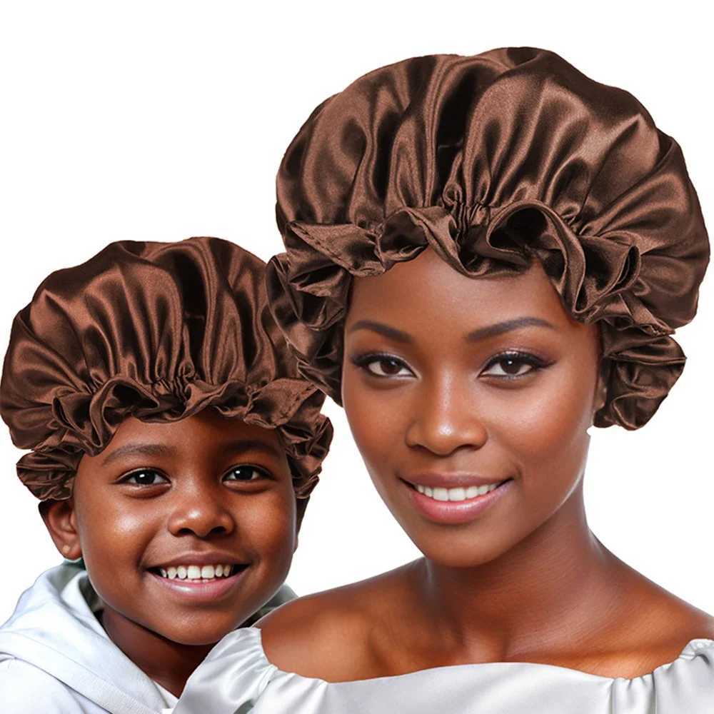 New Womens Satin Solid Sleeping Hat Night Sleep Hair Care Bonnet Nightc Silky Shower Cs Comfortable Flower Band Unisex CXJ241205