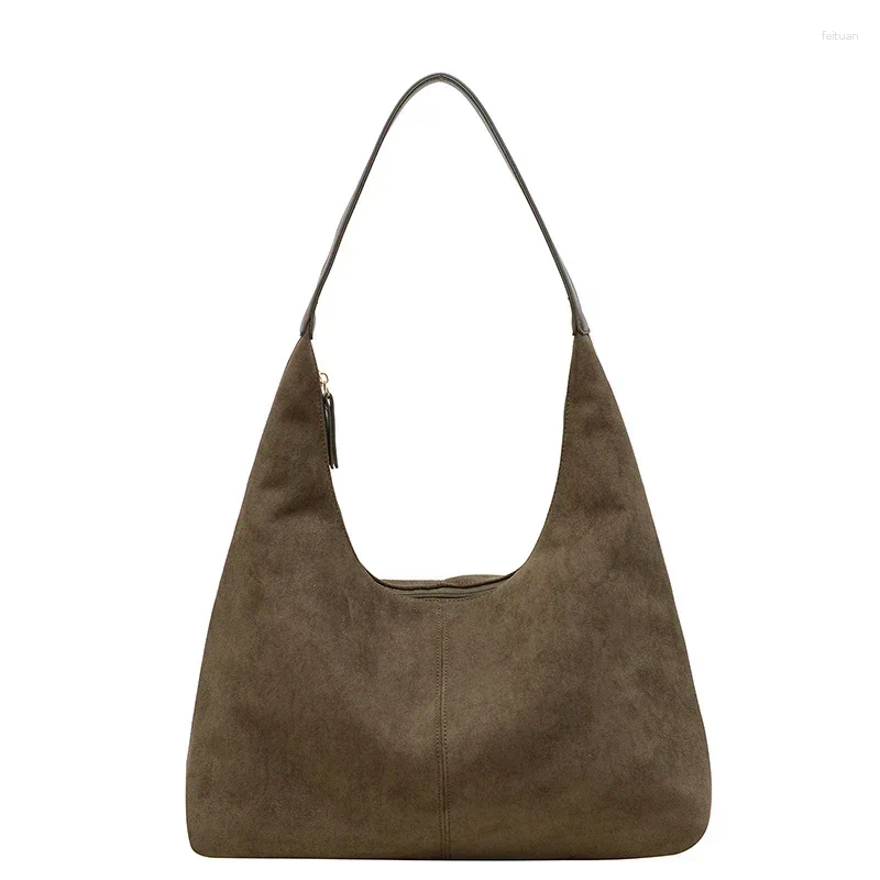 Designer Handbag Largcapacity Zipper Casual Suede Women's Shoulder Bag 2025 Simple Free delivery And Fashionable Sewing Thread Multi-functional L