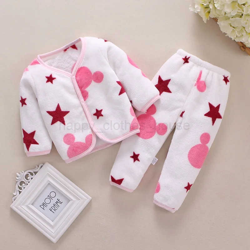 2Pcs Set Newborn Baby Clothing Flannle Spring Autumn Set for Babies Soft Toddler Jacket Baby Pant Boys Girls Set 0-24MXJ241205