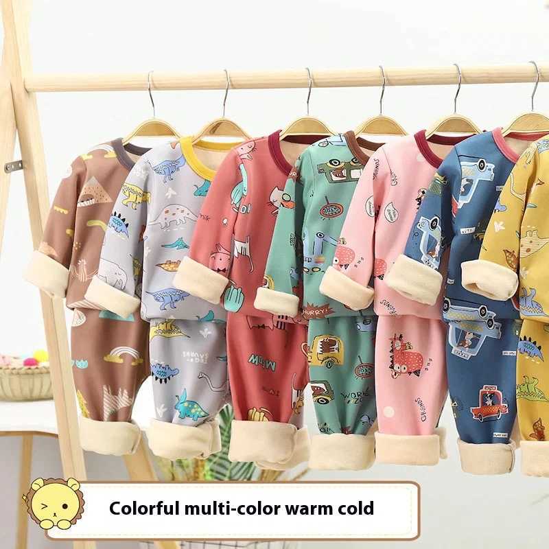 Pajamas Children Padded Underwear Sets Autumn and Winter New Long-Sleeved Autumn Clothes and Trousers Warm Boys and Girls Home Clothing H241205