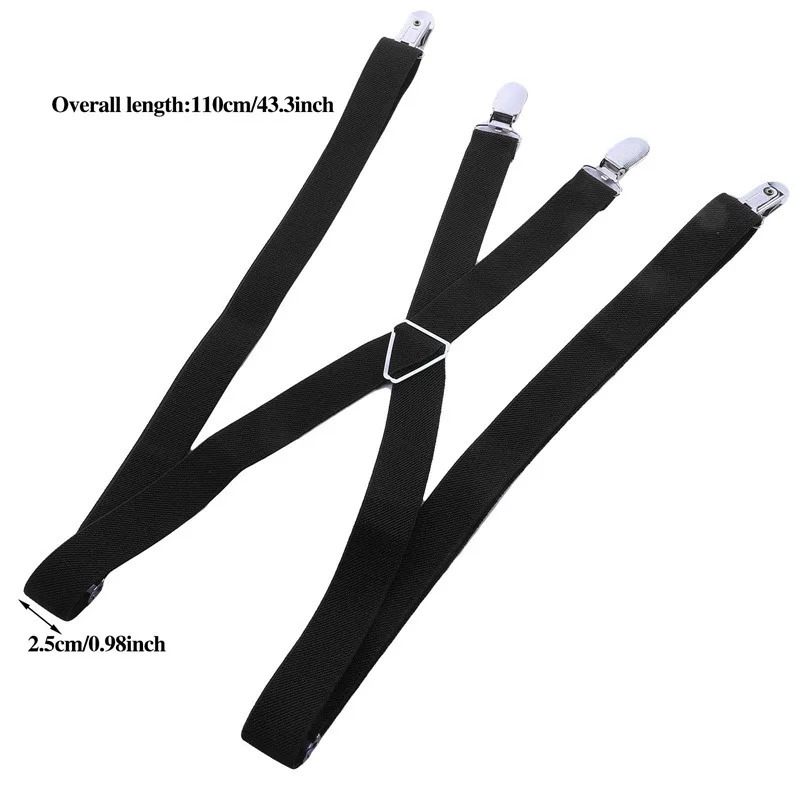 Suspenders Men Adjustable Elastic X Back Pant Suspender for Trousers 25CM Width 4 Clips Braces 241122